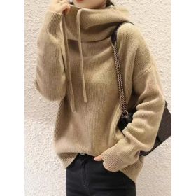 Women's Sweater Thicken Lazy Style All-match Long-sleeved Autumn Winter Warm Casual Sweater For Women (Option: Camel color-M)