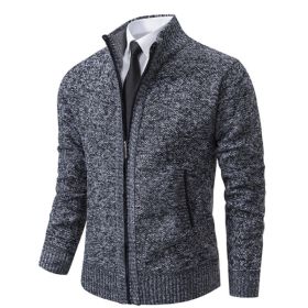 Men's Solid Color Stand Collar Cardigan Sweaters Coat (Option: Dark Gray2-M)