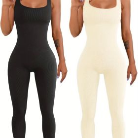 Women's Suspender Tank Top Tights (Option: Beige black-L)