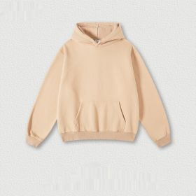Men's Fashion Retro Velvet Padded Hooded Sweatshirt (Option: Khaki-M-Tops)