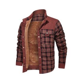 Men's Wool Thick Coat Jacket (Option: Brown pinstripe-USA XS)