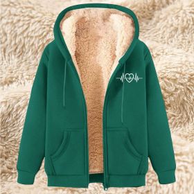 Men's Fleece Hoodie With Fleece Lining, Thick And Warm For Winter, Lamb Fleece For Autumn And Winter (Option: 21 Dark Green-XL)