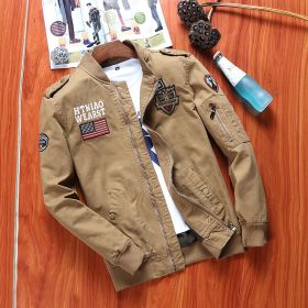 Men's flight jacket baseball uniform (Option: Khaki-L)