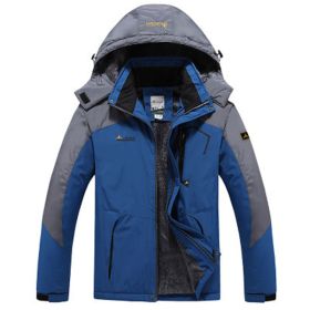 Couple outdoor hooded plus size (Option: Male denim blue-4XL)