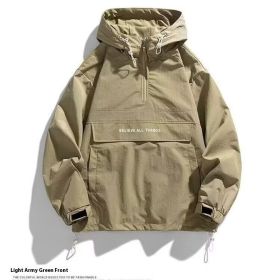 Half Zipper Pullover Men's Spring And Autumn New Hooded Fir Sweater (Option: Green-XL)