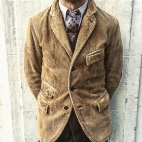 Cross-Border Hot Style Men's Casual Fashion Solid Color  Lining Jacket Men (Option: Yellow-M)