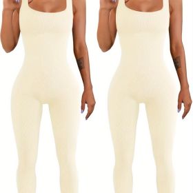Women's Suspender Tank Top Tights (Option: Beige beige-2XL)
