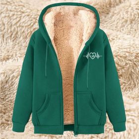 Men's Fleece Hoodie With Fleece Lining, Thick And Warm For Winter, Lamb Fleece For Autumn And Winter (Option: 21 Dark Green-2XL)