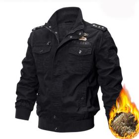 Men's flight jacket baseball uniform (Option: Black Add cotton-XXL)
