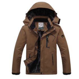 Couple outdoor hooded plus size (Option: Male coffee-L)