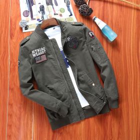 Men's flight jacket baseball uniform (Option: Army green-4XL)