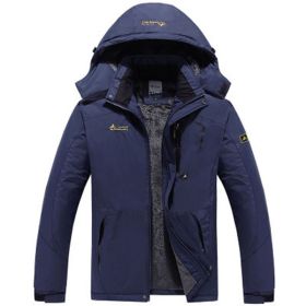 Couple outdoor hooded plus size (Option: Male navy-4XL)