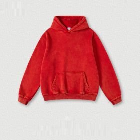Men's Fashion Retro Velvet Padded Hooded Sweatshirt (Option: Red-L-Tops)