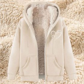 Sweater Men's Fleece-lined Thickened Men's Winter Lambskin (Option: 17 Apricot-M)