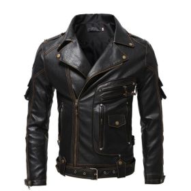 Men's Multi-pocket Personality Fur Coat Coat (Option: Black-S)