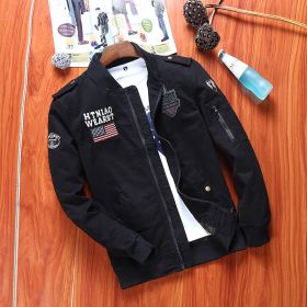 Men's flight jacket baseball uniform (Option: Black-L)
