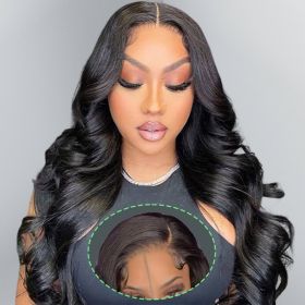 4x7 Lace Closure Wig Human Hair Natural Color Body Three-Dimensional  Wave Density (Option: 22inch)