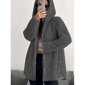 Hooded Loose Plush Coat Women's Regular Sleeve (Option: Dark Gray-S)