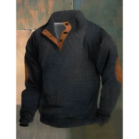 Stand Collar Long Sleeve Jacquard Knitted Pullover Sweater (Option: Dark Gray 2-XXL)