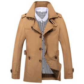 Men's Fashion Casual Solid Color Trench Coat (Option: Yellow-5XL)