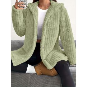Hooded Loose Plush Coat Women's Regular Sleeve (Option: Green-S)