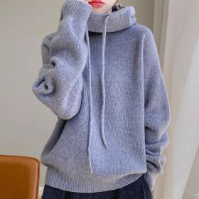 Women's Sweater Thicken Lazy Style All-match Long-sleeved Autumn Winter Warm Casual Sweater For Women (Option: Elegant Gray Thickness 750g-Free Size)