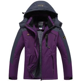 Couple outdoor hooded plus size (Option: Female purple-3XL)