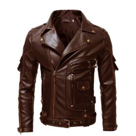 Men's Multi-pocket Personality Fur Coat Coat (Option: Add Brown-S)