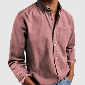 Men's Shirt New Long Sleeve Lapel (Option: Pink-3XL)