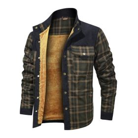 Men's Wool Thick Coat Jacket (Option: Broad green stripe-USA XS)