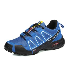 Summer Hiking Shoes Outdoor Shoes Men's Super Lightweight Breathable Shock Absorption Off-road Trekking Shoes (Option: Blue-39)