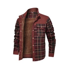 Men's Wool Thick Coat Jacket (Option: Broad brown stripe-USA XS)