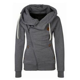 Women's Sport Cardigan Side Zipper Hoodie (Option: Dark Gray-S)