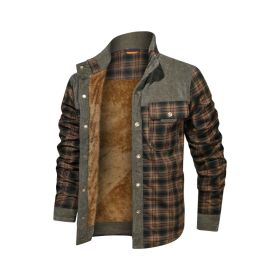 Men's Wool Thick Coat Jacket (Option: Green pinstripe-USA XXL)