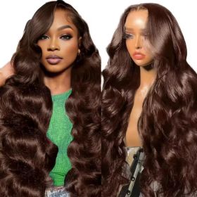 Wig Human Hair Lace Front Wig 13x4 High-Definition Brown Lace Front Wig Human Hair With Aligned Cuticles Vietnam Wig (Option: Coffee-18inch)