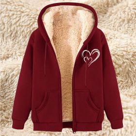 Sweater Men's Fleece-lined Thickened Men's Winter Lambskin (Option: 17 Wine Red-L)