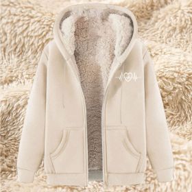 Men's Fleece Hoodie With Fleece Lining, Thick And Warm For Winter, Lamb Fleece For Autumn And Winter (Option: 21 Apricot-4XL)