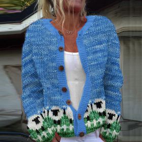 3D Digital Printing Cardigan Knitted Coat (Option: HWJe308ece37-5XL)