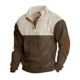 Spring And Autumn New Men's Stand-up Base Shirt Casual Sports Pullover (Option: Brown-M)