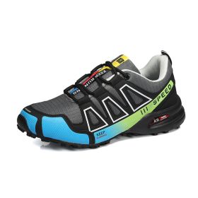 Summer Hiking Shoes Outdoor Shoes Men's Super Lightweight Breathable Shock Absorption Off-road Trekking Shoes (Option: Gray Green-40)