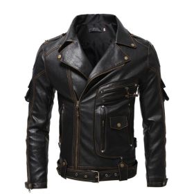 Men's Multi-pocket Personality Fur Coat Coat (Option: Black-M)