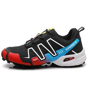 Men's Shoes Off-road Running Shoes Solomon Travel Hiking Shoes Hiking Boots (Option: Black And White Red-39)