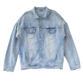 Loose Shoulder Batwing Sleeve Trendy Men's Coat (Option: Light Blue-L)