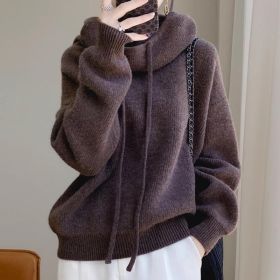 Women's Sweater Thicken Lazy Style All-match Long-sleeved Autumn Winter Warm Casual Sweater For Women (Option: Mocha Color Thin 500g-2XL)