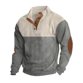 Spring And Autumn New Men's Stand-up Base Shirt Casual Sports Pullover (Option: Gray-L)