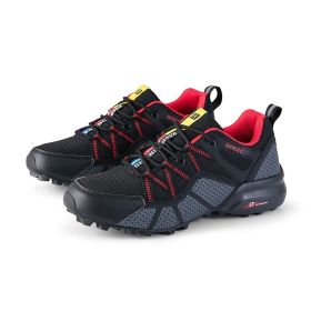 Lightweight Breathable Men's Mesh Outdoor Sports And Casual Hiking Shoes (Option: Black And Red-42)