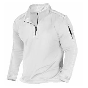 Men's Outdoor Zipper Pocket Long Sleeve Sweater (Option: White-XL)