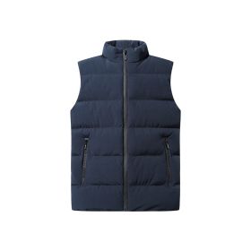 Plus Size Cotton Clothes Vest Coat Men's Thickened (Option: Navy blue-4XL)
