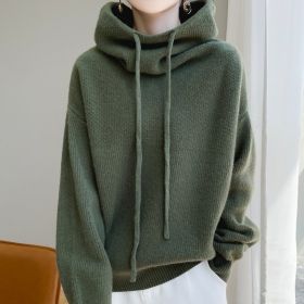 Women's Sweater Thicken Lazy Style All-match Long-sleeved Autumn Winter Warm Casual Sweater For Women (Option: Pine Green Thick 750g-2XL)