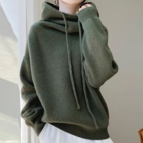 Women's Sweater Thicken Lazy Style All-match Long-sleeved Autumn Winter Warm Casual Sweater For Women (Option: Pine Green Thin 500g-2XL)